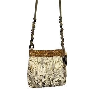 Sun N Sand Boho Summer Beach Fabric with Gold Purse With Straw Accents & Beads